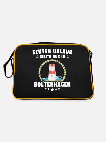Boltenhagen Urlaub - Retro Tasche - Schwarz/Gold - Hinten