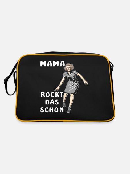 MAMA ROCKT DAS SCHON - Retro Tasche - Schwarz/Gold - Hinten