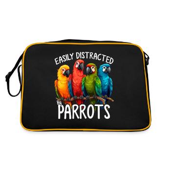 Easily Distracted By Funny Parrot Quaker Parrot - Retro Bag - black/gold - Back