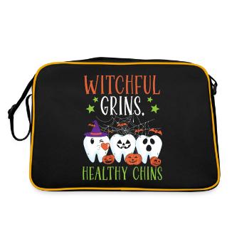 Hexenhaftes Grinsen, gesundes Kinn. - Retro Tasche - Schwarz/Gold - Hinten