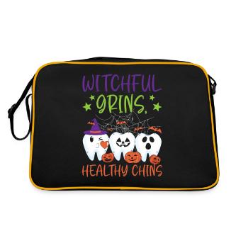 Hexenhaftes Grinsen, gesundes Kinn. - Retro Tasche - Schwarz/Gold - Hinten