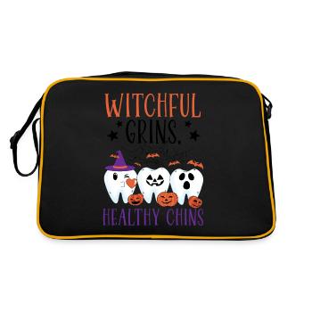 Hexenhaftes Grinsen, gesundes Kinn. - Retro Tasche - Schwarz/Gold - Hinten