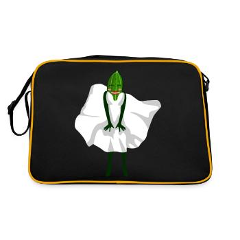 Gurke mit Kleid Gurken - Retro Tasche - Schwarz/Gold - Hinten
