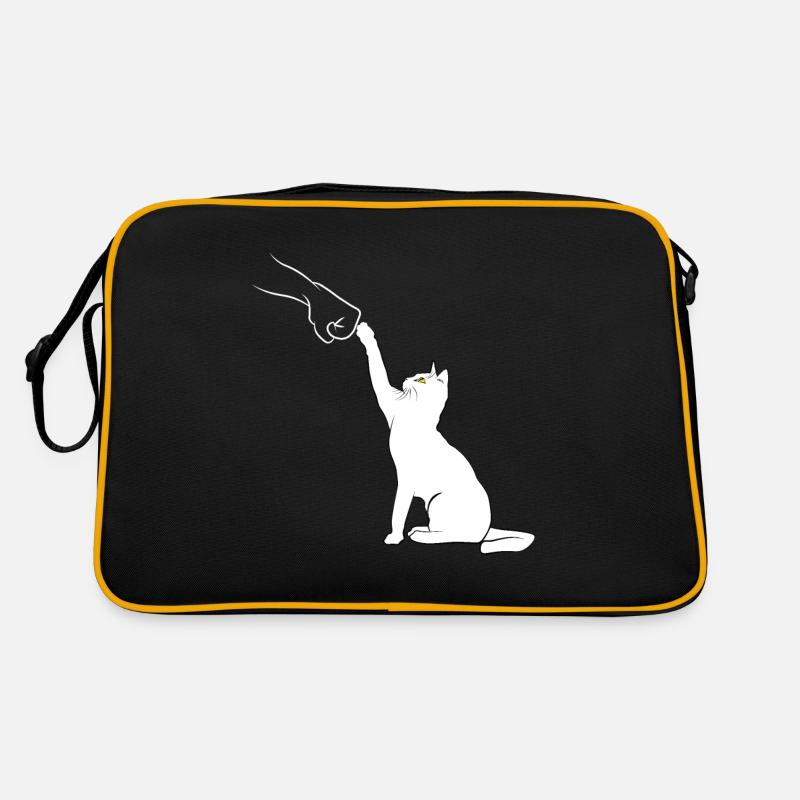 Katzenfauststoß - Retro Tasche - Schwarz/Gold