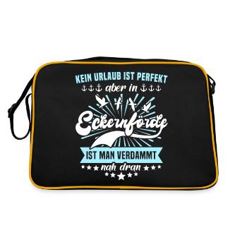 Eckernförde Sprüche Eckernförder - Retro Tasche - Schwarz/Gold - Hinten