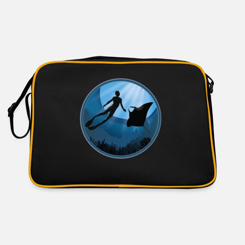 Diver with Manta Ray Retro Bag