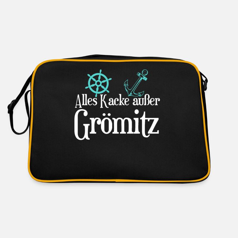 Grömitz Grömitzer - Retro Tasche - Schwarz/Gold