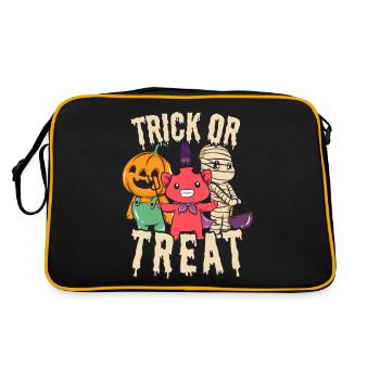 Trick or Treat Halloween Mummy Devil and Pumpkin - Retro Bag - black/gold - Back