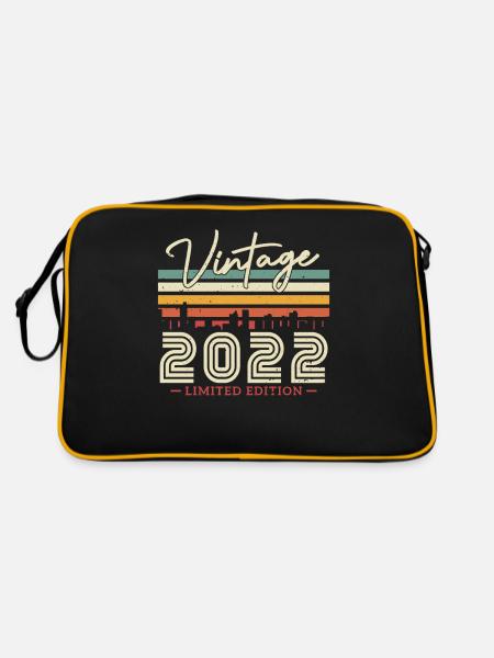 Vintage Birthday Gift 2022 1/2 years - Retro Bag - black/gold - Back
