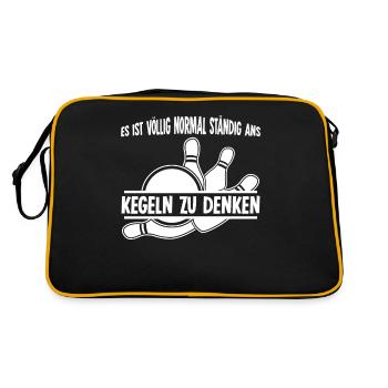 Kegeln Kegler Kegelbahn Kegelverein - Retro Tasche - Schwarz/Gold - Hinten