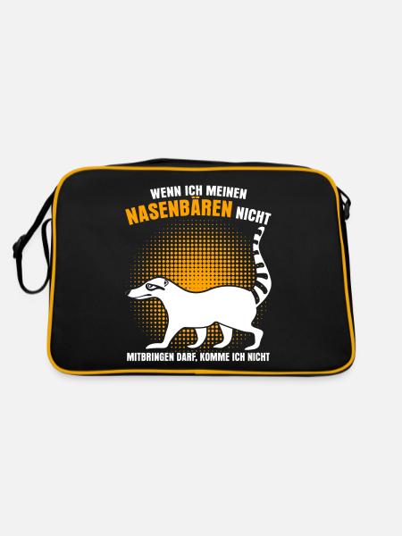 Nasenbär Witz Nasenbären - Retro Tasche - Schwarz/Gold - Hinten