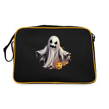 Fantôme cool avec citrouille: Joyeux Halloween! - Sac Retro - noir/or - Dos