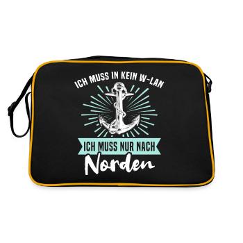 Norden Urlaub Nordener - Retro Tasche - Schwarz/Gold - Hinten