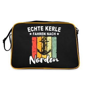 Norden Sprüche Nordener Spruch - Retro Tasche - Schwarz/Gold - Hinten