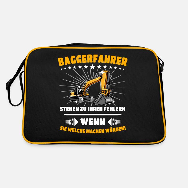 Baggerfuehrer Baggerfahrer - Retro Tasche - Schwarz/Gold