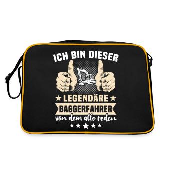 Baggerfuehrer Baggerfahrer - Retro Tasche - Schwarz/Gold - Hinten
