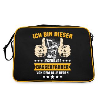 Baggerfuehrer Baggerfahrer - Retro Tasche - Schwarz/Gold - Hinten