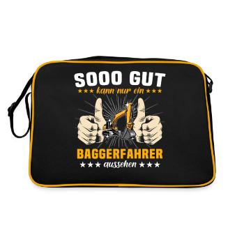Baggerfuehrer Baggerfahrer - Retro Tasche - Schwarz/Gold - Hinten