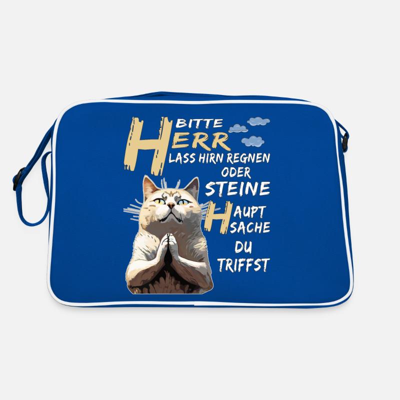KATZE BETET HERR LASS HIRN REGNEN ODER STEINE Retro Tasche