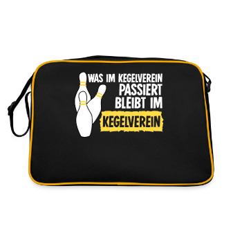 Kegelverein Kegeln Kegler Kegelbahn - Retro Tasche - Schwarz/Gold - Hinten