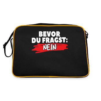 Vor deiner Frage: Nein - Retro Tasche - Schwarz/Gold - Hinten