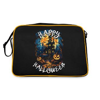 Joyeux Halloween avec un design de citrouille effrayant - Sac Retro - noir/or - Dos