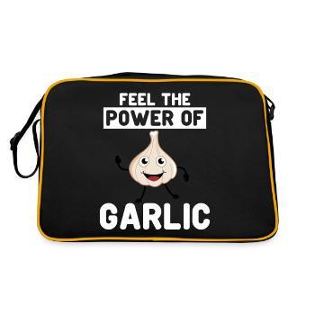 Feel the Power of Garlic - Retro Tasche - Schwarz/Gold - Hinten