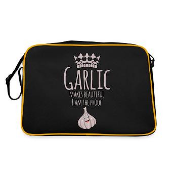 Garlic saying garlic clove - Retro Bag - black/gold - Back