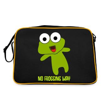 Frosch No freaking way Frösche - Retro Tasche - Schwarz/Gold - Hinten