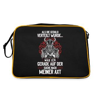 Als die Geduld verteilt wurde - Wikinger - Retro Tasche - Schwarz/Gold - Hinten