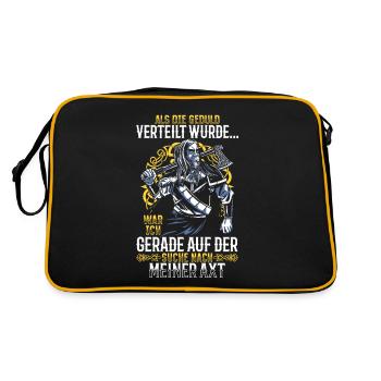 Als die Geduld verteilt wurde - Wikinger - Retro Tasche - Schwarz/Gold - Hinten