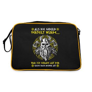 Als die Geduld verteilt wurde - Wikinger - Retro Tasche - Schwarz/Gold - Hinten
