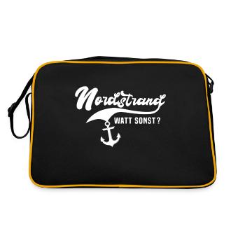 Nordstrand Sprüche - Retro Tasche - Schwarz/Gold - Hinten