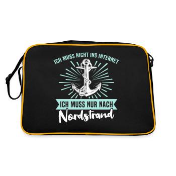 Nordstrand Sprüche - Retro Tasche - Schwarz/Gold - Hinten