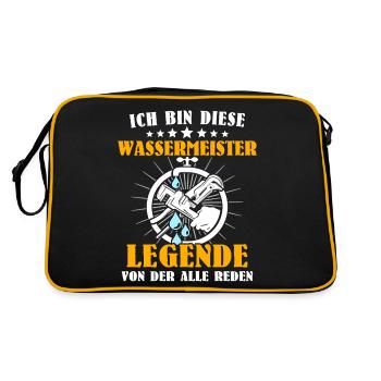 Wassermeister Wasserwerk - Retro Tasche - Schwarz/Gold - Hinten