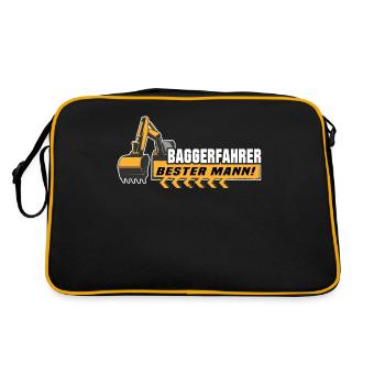 Baggerführer Baggerfahrer - Retro Tasche - Schwarz/Gold - Hinten