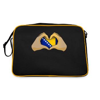 Bosnien und Herzegowina - Retro Tasche - Schwarz/Gold - Hinten