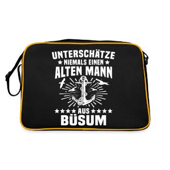 Büsum Sprüche Büsumer Spruch - Retro Tasche - Schwarz/Gold - Hinten