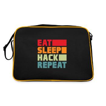 Hacker Coder Computerfreak Nerd Hacking Geschenk - Retro Tasche - Schwarz/Gold - Hinten