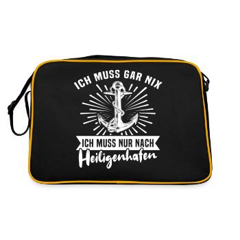 Heiligenhafen Sprüche Heiligenhafener Spruch - Retro Tasche - Schwarz/Gold - Hinten