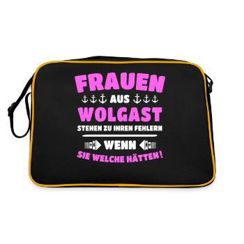 Wolgast Frau Wolgaster Frauen - Retro Tasche - Schwarz/Gold - Hinten