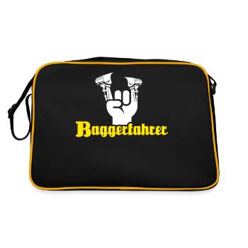 Baggerführer Baggerfahrer - Retro Tasche - Schwarz/Gold - Hinten
