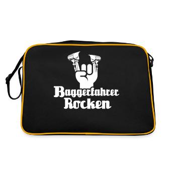 Baggerführer Bagger Baggerfahrer - Retro Tasche - Schwarz/Gold - Hinten