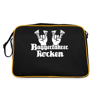 Baggerführer Bagger Baggerfahrer - Retro Tasche - Schwarz/Gold - Hinten