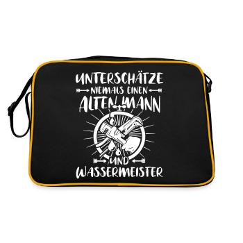 Wassermeister Sprüche Wasserversorgungstechniker - Retro Tasche - Schwarz/Gold - Hinten