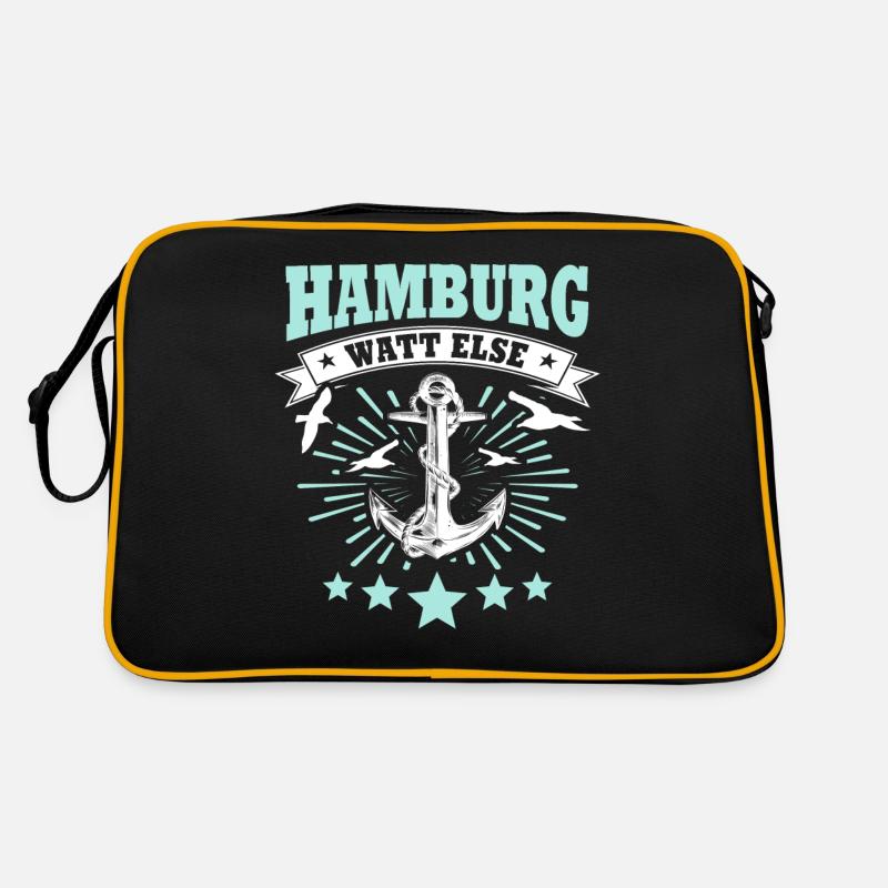 Hamburg Hamburger - Retro Tasche - Schwarz/Gold