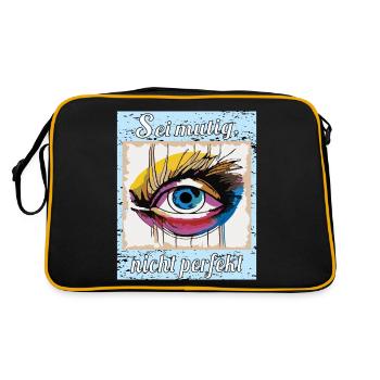 Sei mutig, nicht perfekt - Retro Tasche - Schwarz/Gold - Hinten