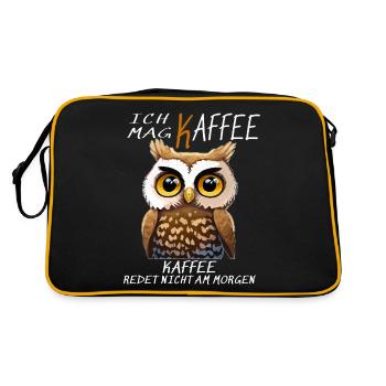 EULE ICH MAG KAFFEE - Retro Tasche - Schwarz/Gold - Hinten