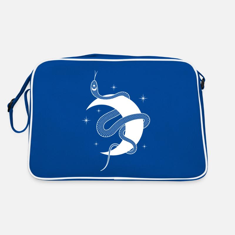 Mystical serpent: goddess symbol on crescent moon Retro Bag