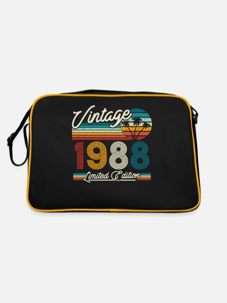 Geschenk 35/36 Vintage 1988 - Retro Tasche - Schwarz/Gold - Hinten